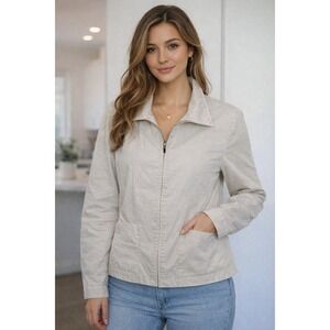 J. Crew Womens Beige Cotton Full Zip Harrington  chore Jacket Light Tan Size L